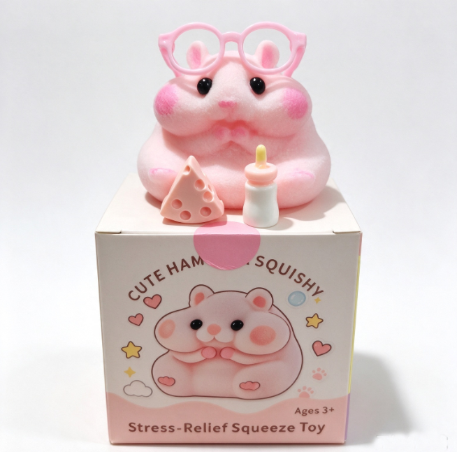 Handmade Silicone Hamster Squishy Toy – Slow Rise Fidget with Cute Accessories