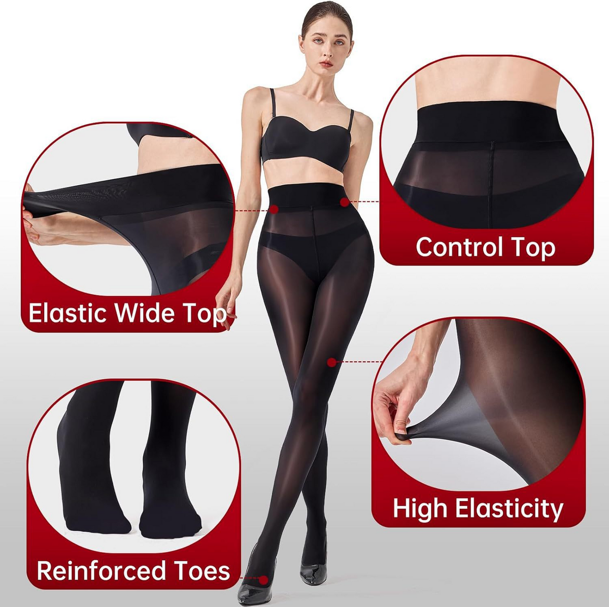 ARRUSA Shimmer Tights – Glossy Sheer Pantyhose for Women