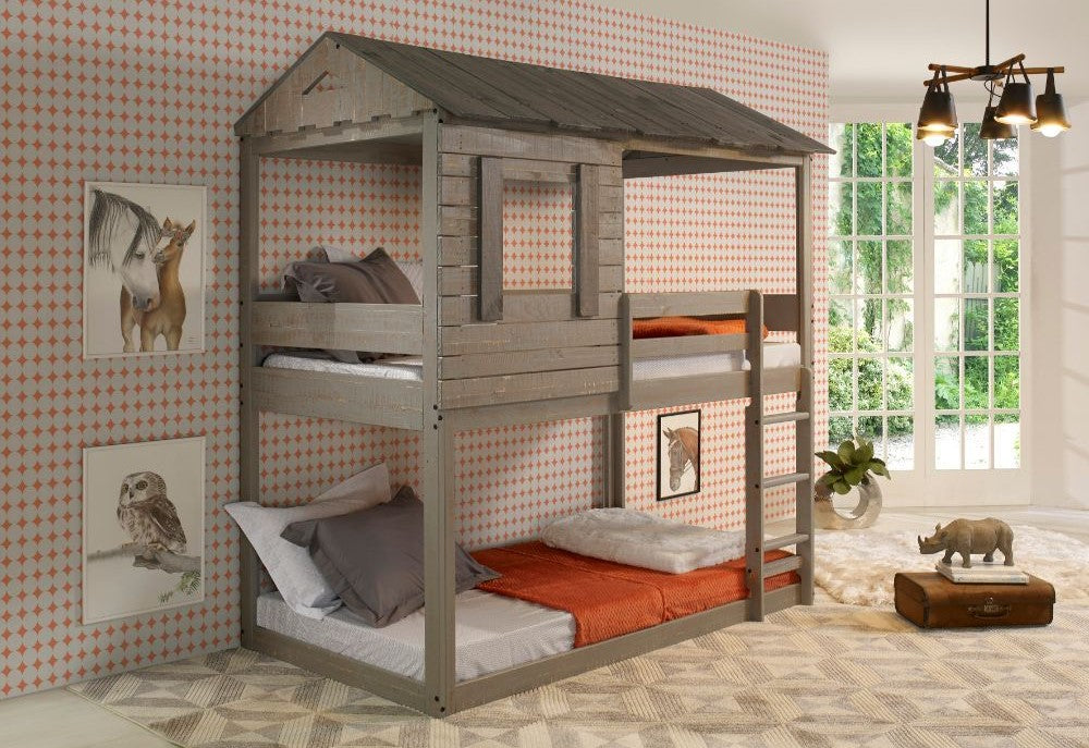 Darlene Twin Twin Bunk Bed - Rustic Gray or White