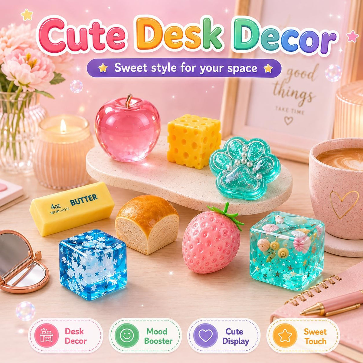 8 Piece Squishy Mystery Blind Box | Malt Sugar Themed Slow Rebound Sensory Toys | Surprise Fun Box | Holiday & Birthday Gift