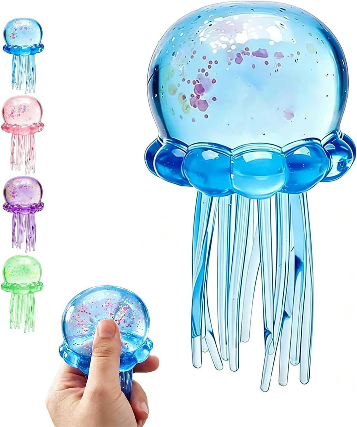 Jellyfish Squishy Toy | Slow Rising Stress Relief Ball | Sensory Fidget Toy for Anxiety Relief | Summer Party & Birthday Gift (Blue)