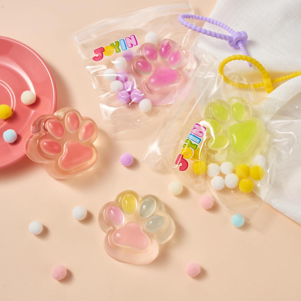 4-Pack Transparent Cat Paw Squishy Toys – Cute Soft Paw Fidget Toys for Easter Gifts & Party Favors