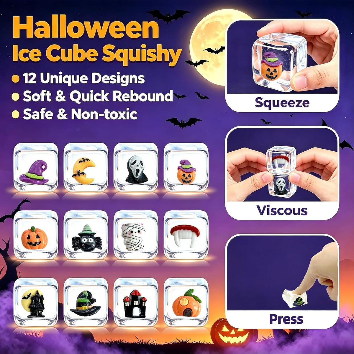 Halloween Squishy Blocks – Pumpkin & Bat Designs