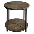 Sydney Round Metal and Rustic Wood Cocktail Table