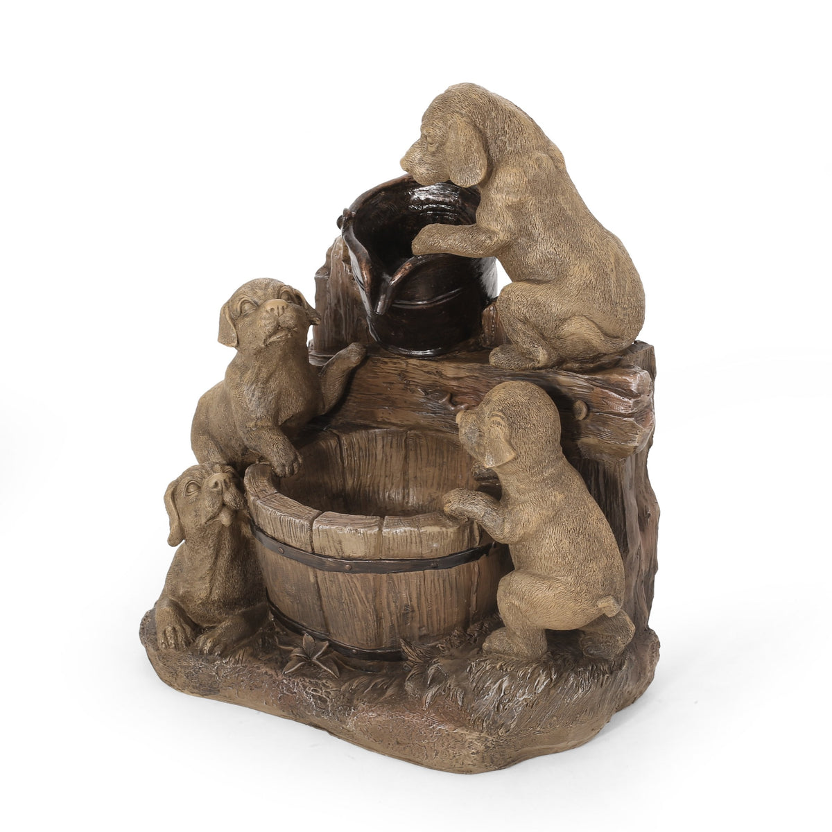 Outdoor Puppy Fountain, Light Brown - NH873413